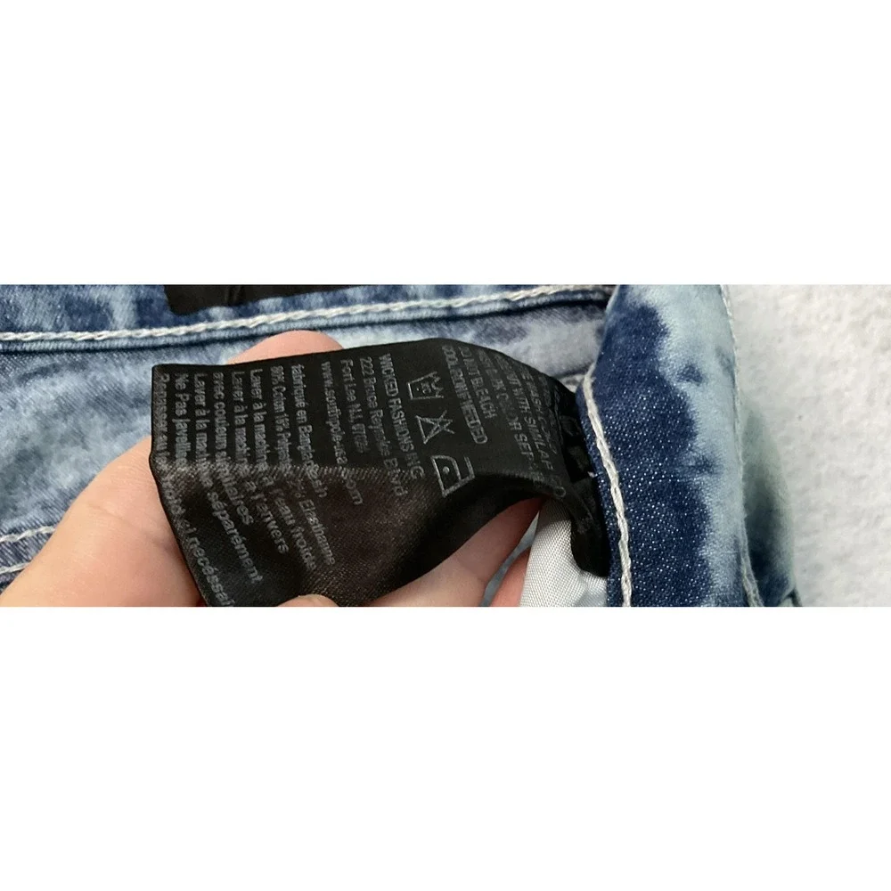 Essentials Jeans Mens 30x30 Skinny Moto Biker Acid Wash Ribbed Knees Distressed